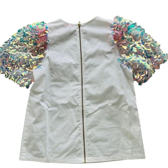 Neubyrne Ladies Sequin Puff Sleeve Blouse Size Small Cotton Party Fancy Shimmer - Picture 4 of 5